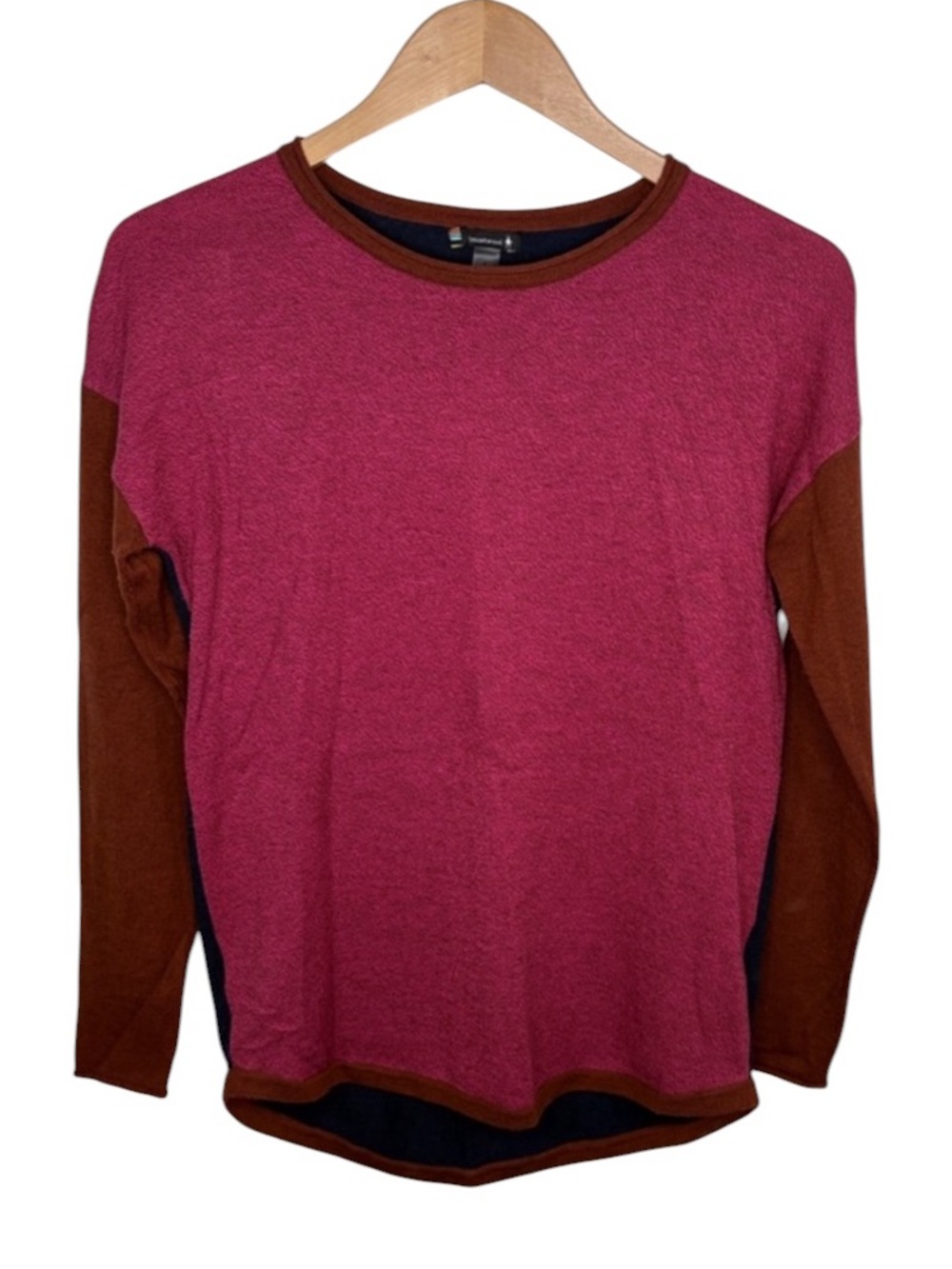 Smartwool Pink Red Navy Long Sleeve Sweater Women Size Small Pilling